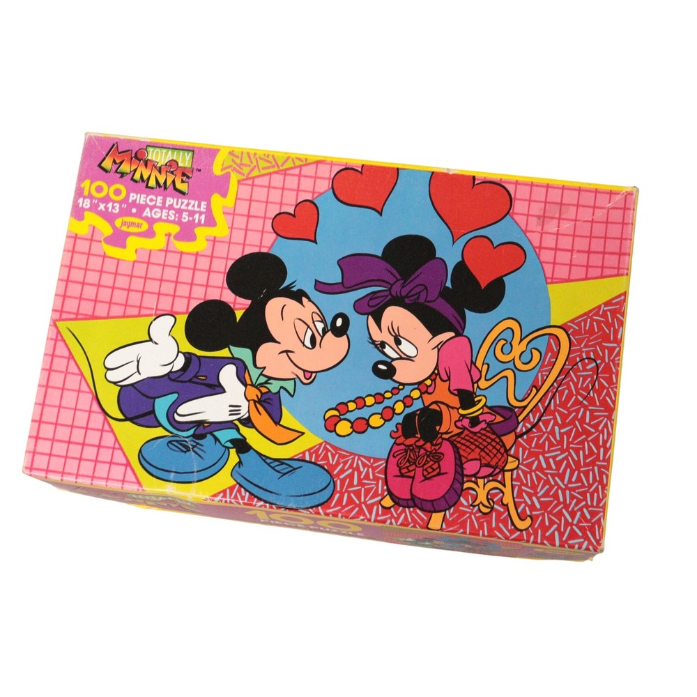 Vintage Jaymar Totally Minnie 100 Piece Puzzle Mickey Minnie Mouse Love USA